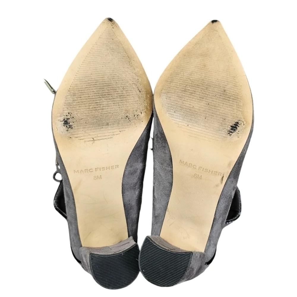 Marc Fisher Gray Sued Lace Up Heels